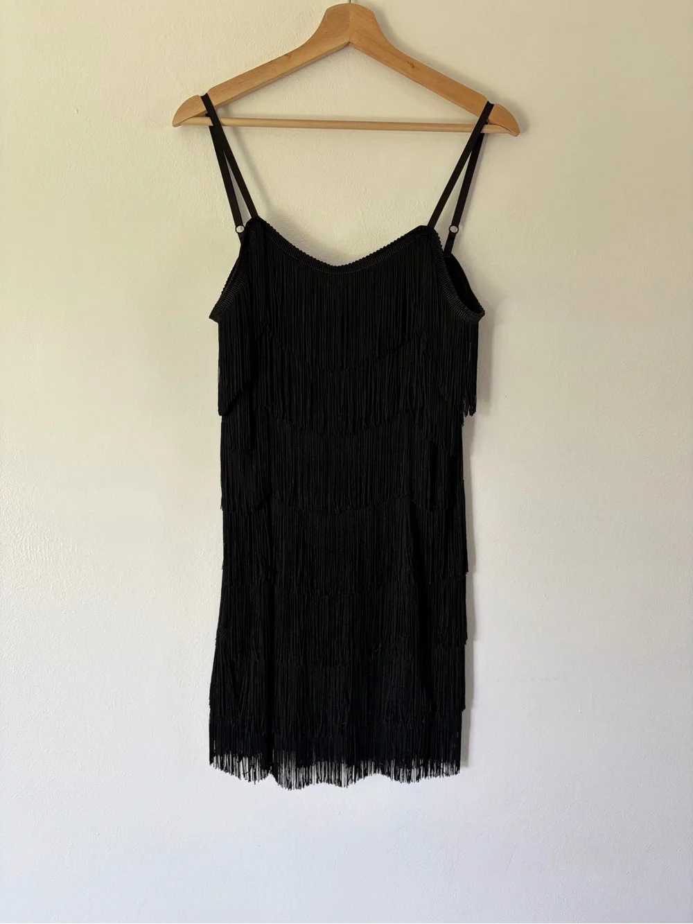 Cheryl Creations Black Tiered Fringe Flapper‎ Mini Dress Size XL